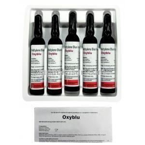 オキシーブルー,メチレンブルー注射, １ｍLあたり10 mg,製造元：Oscar, アンプル5本, 商品説明書
