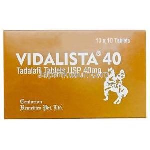 ビダリスタ 40, タダラフィル 40 mg, 製造元：Centurion, 箱表面 (新パッケージ)