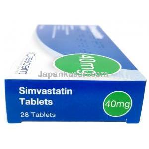 クレッセントファーマ製シンバスタチン,シンバスタチン 40mg, 製造元：Crescent Pharma, 箱側面