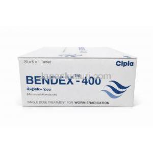 ベンデックス400, アルベンダゾール 400 mg (シプラ) 箱側面
