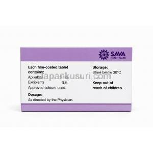 アピキサバン 錠 5mg, 箱側面詳細