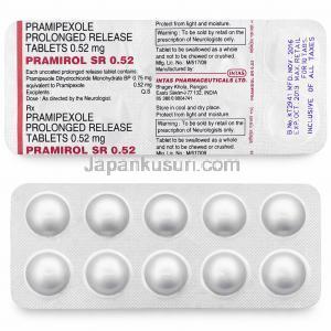Pramirol-SR 0.52, Pramipexole 0.52mg, Intas Pharma, Blisterpack information