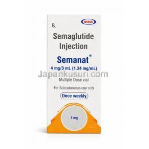 セマナット注射, セマグルチド 4 mg/ 3 mL (1.34 mg/mL)  , 製造元：Natco Pharma, 箱表面
