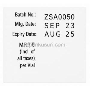 アクスステン注射, プロゲステロン 25mg, バイアル 1.119mL,製造元：Sun Pharma, 箱情報, 製造日, 消費期限