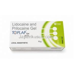 トップラップ ジェル,  リドカイン 2.5% w/w/ プリロカイン 2.5% w/w ジェル 10 g, 製造元：Torrent Pharmaceuticals Ltd, 箱表面