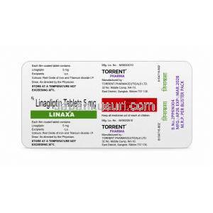 リナクサ, リナグリプチン 5 mg, 製造元：Torrent Pharmaceuticals, シート情報