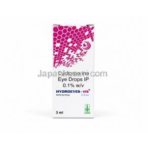 ハイドロアイズ・エイチエス, シクロスポリン 点眼薬 0.1%, 3 mL, 製造元: Lupin, 箱