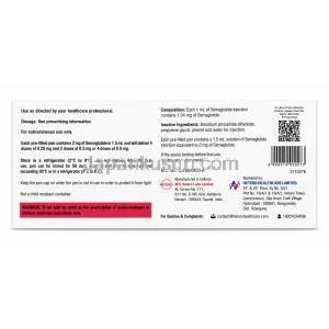 トルグリックス ペン型注射, セマグルチド 1.5mL あたり2mg(1mL あたり1.34 mg), ペン型注射,製造元： Hetero Healthcare Ltd, 箱情報