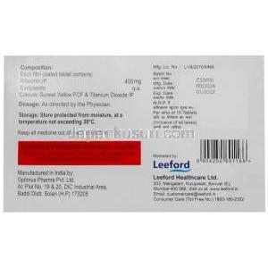 レキシガット, リファキシミン 400 mg, 製造元：Leeford healthcare, 箱情報