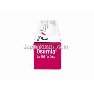 オスルニア 犬用点耳用ジェル, テルビナフィン 10 mg/ フロルフェニコール 10 mg/ 酢酸ベタメタゾン 1mg, 箱側面