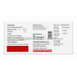 メゲストリアル, メゲストロール 40mg, 10錠, 製造元：Prevego Healthcare, 箱情報
