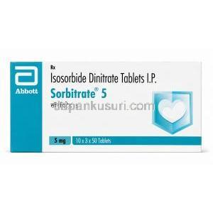 ソルビトレート 5, 硝酸イソソルビド 5mg, 製造元：Abbott, 箱表面