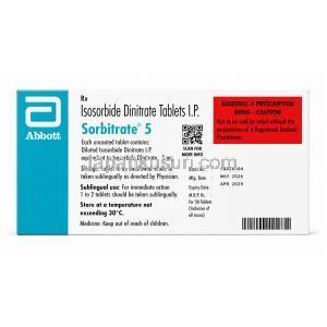 ソルビトレート 5, 硝酸イソソルビド 5mg, 製造元：Abbott, 箱情報