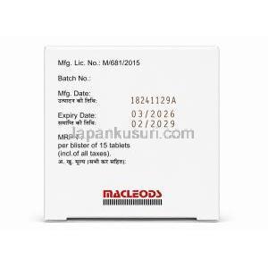 エンゾヒール, ブロメライン 90mg/ トリプシン 48mg/ ルトシド三水和物 100mg, 15 錠, 製造元：Macleods, 箱情報, 製造日, 消費期限