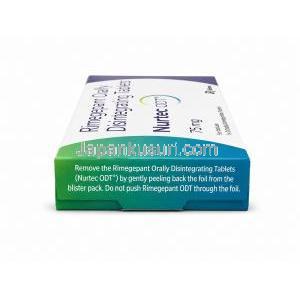 ナルティーク ODT, リメゲパント 75 mg, 製造元: ファイザー, 箱側面