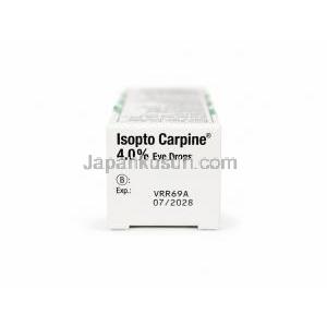 イソプトカルピン点眼薬, ピロカルピン 4%, 点眼薬15mL, 製造元：Novartis, 箱上面