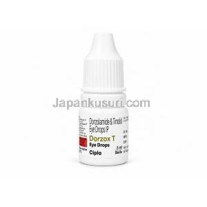 ドルゾックス T 点眼薬, ドルゾラミド 2% w/v/ チモロール 0.5% w/v, 点眼薬 5 mL, 製造元：Cipla, ボトル表面