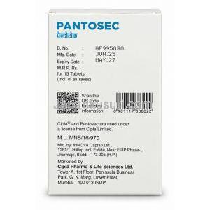 パントセック, パントプラゾール 40 mg, 製造情報