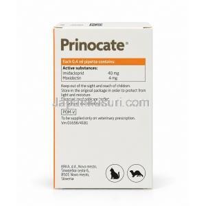 プリノケート, イミダクロプリド 40mg/ モキシデクチン 4 mg, 小型猫・フェレット, 製造元: KRKA, 箱裏面