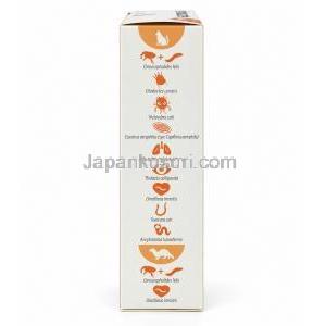 プリノケート, イミダクロプリド 40mg/ モキシデクチン 4 mg, 小型猫・フェレット, 製造元: KRKA, 箱側面