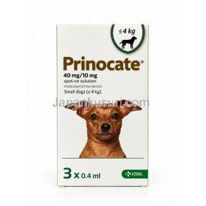 プリノケート, イミダクロプリド 40mg/ モキシデクチン 10mg, 小型犬用, 製造元: KRKA, 箱正面