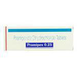プラミペックス Pramipex, ビ・シフロールジェネリック, プラミペキソール 0.25mg 錠 (Sun Pharma) 箱