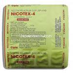 ニコテックス Nicotex, ニコチン 4mg ニコチン代替療法用ガム (Cipla) 包装裏面