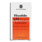フリゾタイド Flixotide, フルチカゾンプロピオン酸エステル 125mcg 吸入剤 (Allen Hunbrys) 箱