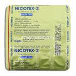 ニコテックス Nicotex, ニコチン 2mg ニコチン代替療法用ガム (Cipla) 包装裏面