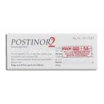 ポスチノール2 Postinor 2, レボノルゲストレル 0.75mg 錠 (Gedeon Richter) 箱裏面