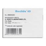 リクライド Reclide, グリミクロン ジェネリック,  グリクラジド 40mg (Dr.Reddy's) 箱裏面