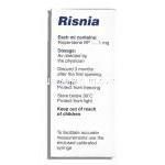 リスニア Risnia, リスパダール ジェネリック,1mg/ml,  リスペリドン 60ml シロップ内服液  箱裏面