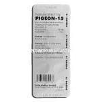 ピジョン15 Pigeon-15, アクトス ジェネリック, ピオグリタゾン, 15mg, 錠 包装裏面