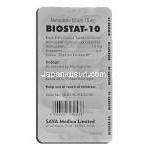 バイオスタット-10 BioStat-10, リピトール ジェネリック, アトルバスタチン, 10mg, 錠 包装裏面