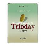 トリオデイ Trioday, テノホビル300mg/ ラミブジン300mg /エファビレンツ600mg, 錠 箱