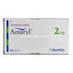 アマリル 2mg Amaryl 2mg, グリメピリド, 2mg, 錠 箱