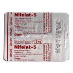 ニフェラット-5 Nifelat-5, アダラート ジェネリック, ニフェジピン, 5mg, 包装裏面