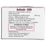 アジテック500 Azitech-500, ジスロマック ジェネリック, アジスロマイシン 500mg, 箱側面・成分