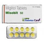 ミソビット50 Misobit 50, セイブル ジェネリック, ミグリトール 50mg 錠 箱