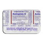 アムロプレス5 Amlopres 5, アムロジン/ノルバスク ジェネリック, アムロジピン 5mg, 錠 包装裏面