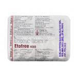 エトフリー Etofree, オステラック/ハイペン, エトドラク, 400 mg, 錠, 包装裏面