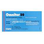 オムニトール Omnitor, リピトール ジェネリック, アトルバスタチン 20mg , 錠, 箱裏面