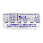 アレリッド Alerid, ジルテック  ジェネリック, セチジリン 10mg, 錠, 包装裏面