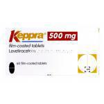 ケップラ Keppra, レベチラセタム 500mg 錠, 箱