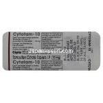 サイトタム Cytotam, ノルバデックス ジェネリック, タモキシフェン 10mg 錠 (Cipla) 包装裏面