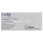 ピル-72  Pill-72, ミレーナ ジェネリック, レボノルゲストレル 0.75mg 錠 (Cipla) 箱裏面