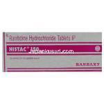 ヒスタック Histac, ザンタック ジェネリック, ラニチジン 150mg  錠 (Ranbaxy) 箱
