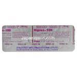 アテノロール Hipres 25mg 錠 (Cipla) 包装裏面