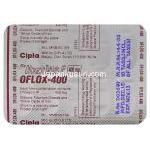 オフロックス Oflox, タリビッド ジェネリック, オフロキサシン 400mg 錠 (Protec/Cipla) 包装裏面