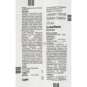 ロテフラム, エタボン酸ロテプレドノール, Loteflam, 0.5%  点眼薬 (Cipla) 情報シート1